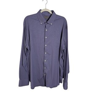 Peter Millar Summer Comfort Purple Micro Check Button Down Shirt XL Performance